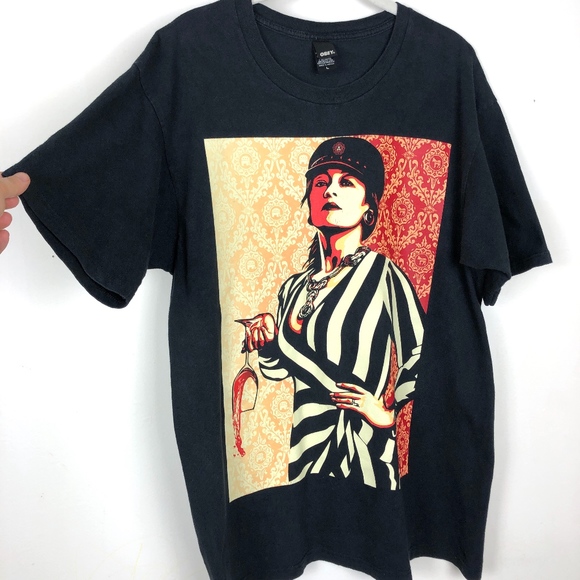 OBEY Other - OBEY Strong Woman Graphic Stripe Black T Shirt